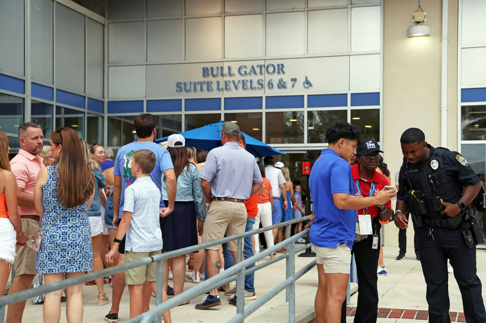 People line up at the new  Express Entry a new facial authentication system for faster access, to enter Ben Hill Griffin Stadium for the UF vs. LIU game on Saturday, Aug. 30, 2025.