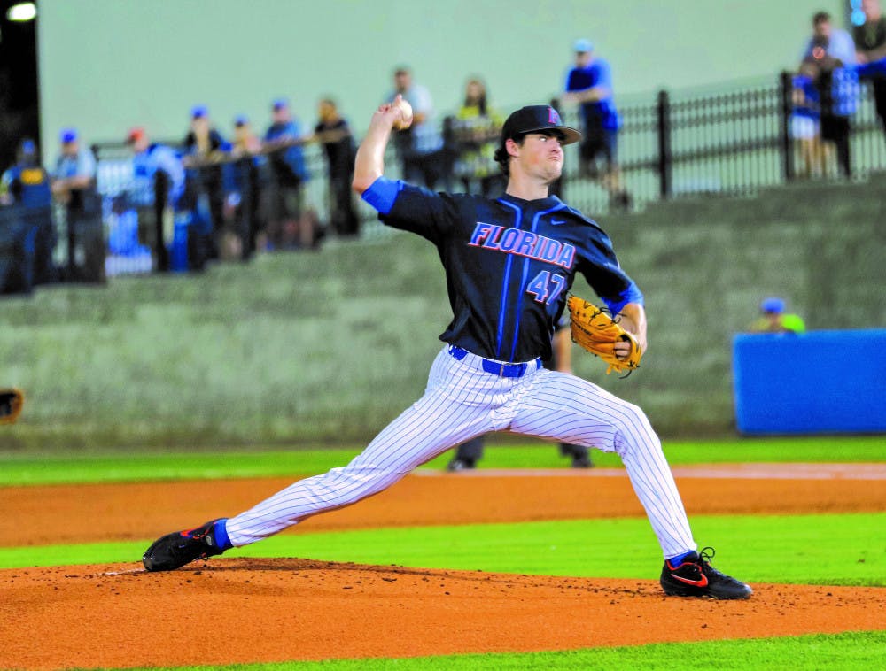 Pitcher Tommy Mace struck out nine batters in seven innings against LSU in a 16-9 win on Thursday. It was the Gators' first SEC road win. Mace leads the team in wins (seven), innings pitched (63.2) and strikeouts (57). 
