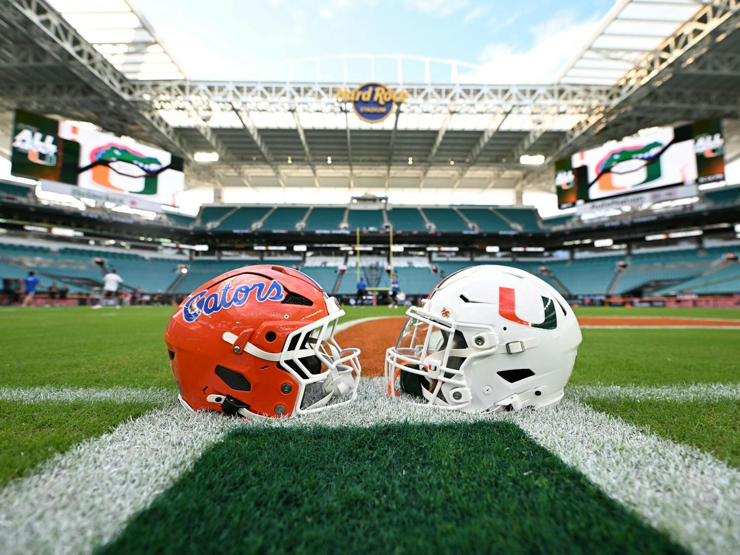 The Florida Gators play against the Miami Hurricanes on Sept. 20, 2025, at Hard Rock Stadium in Miami Gardens, Fla.