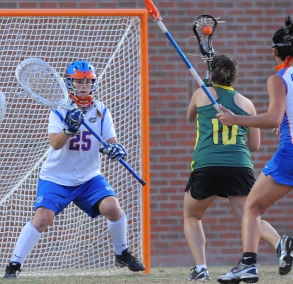 <p>Florida junior goalie Cara Canington (25) is fully healed from last year’s finger injury&nbsp; and said she put in extra work in the offseason in an effort to play more this year.</p>