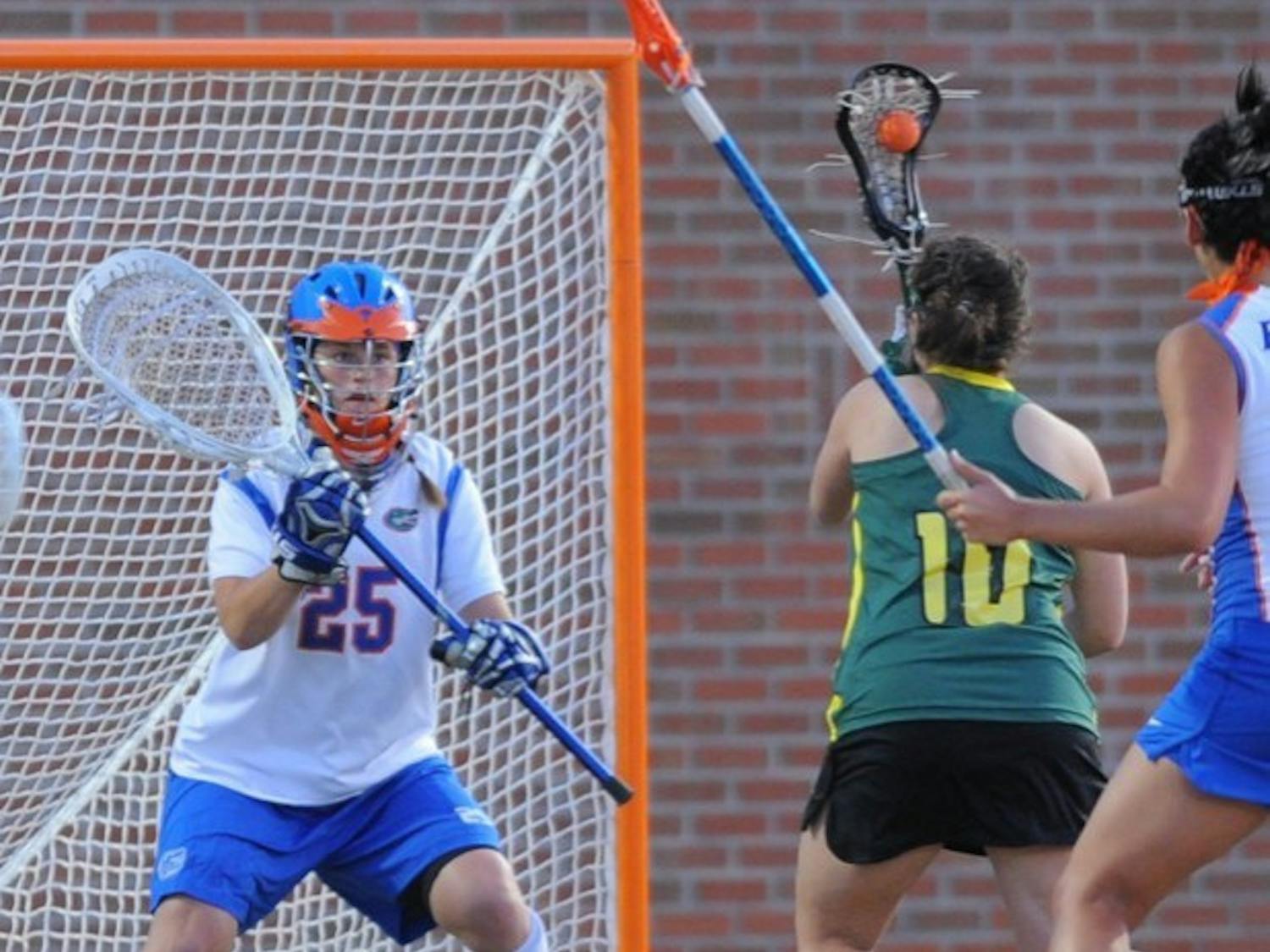 Florida junior goalie Cara Canington (25) is fully healed from last year’s finger injury and said she put in extra work in the offseason in an effort to play more this year.