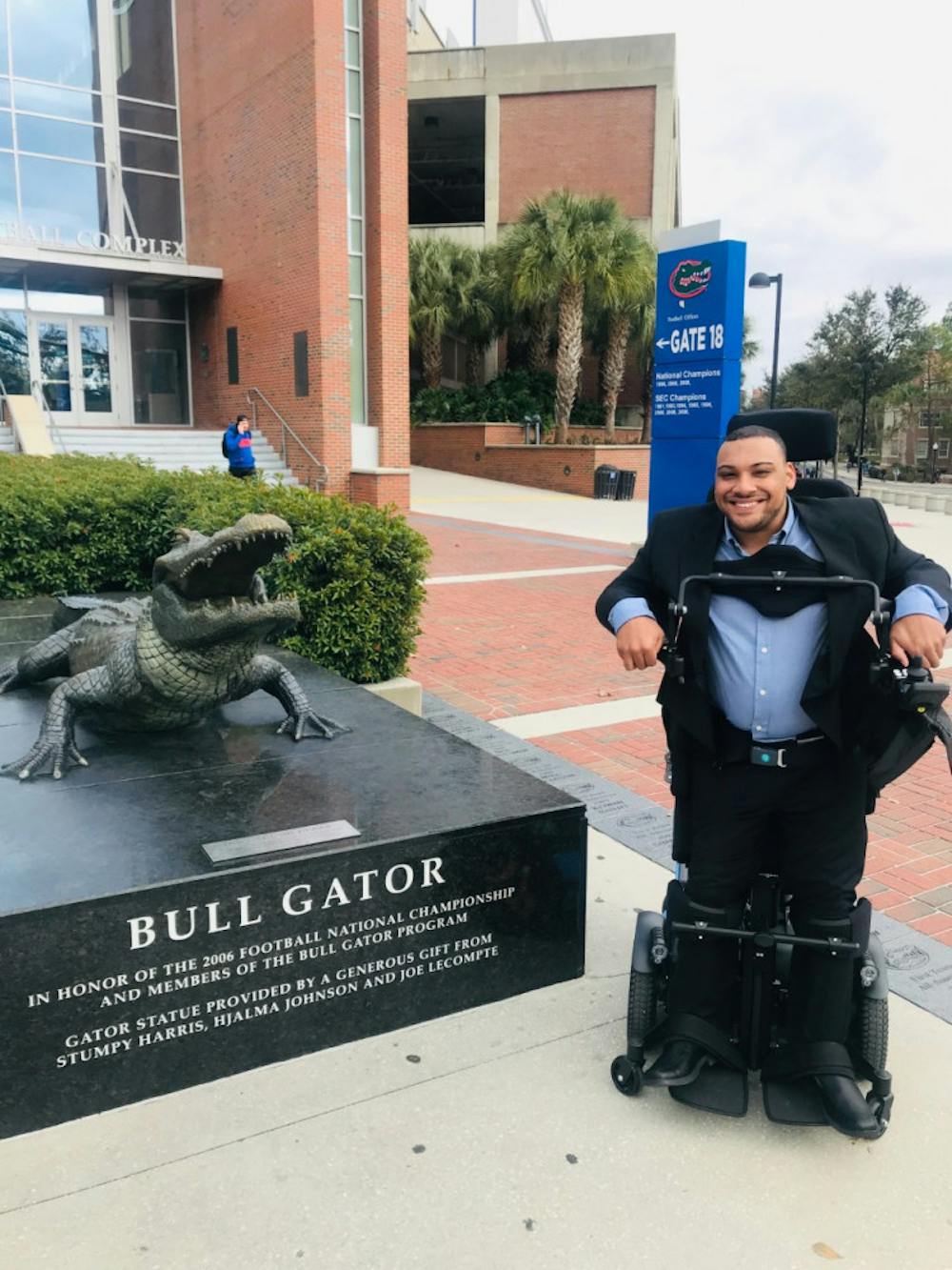 <p>Dees first used the chair's standing feature in a speech to UF alumni and administration</p>