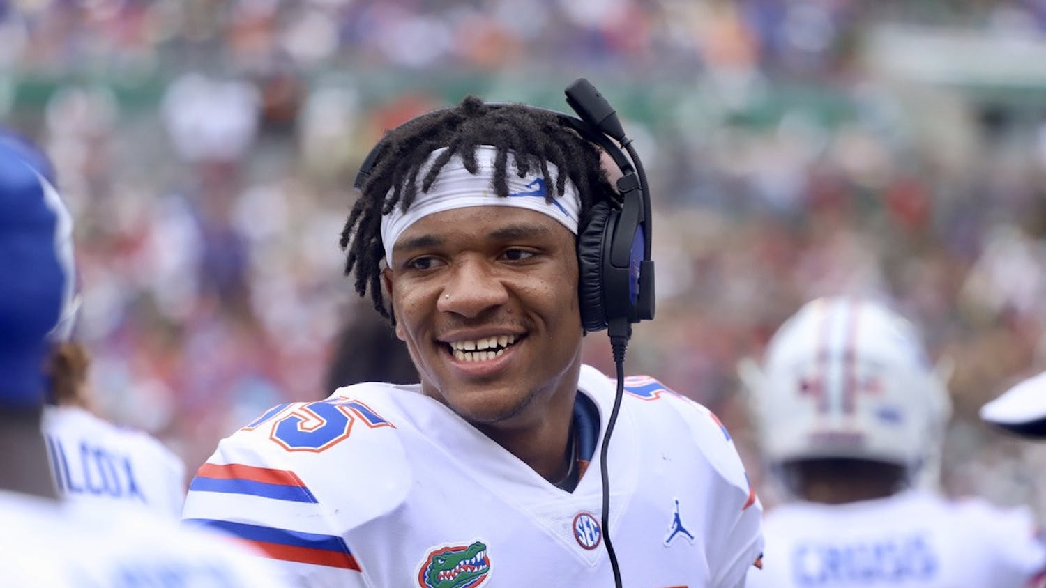 Florida quarterback Anthony Richardson on the sidelines during the Gators’ 42-20 win over South Florida on Sept. 11, 2021. Richardson was named SEC Offensive Player of the Week Monday afternoon.