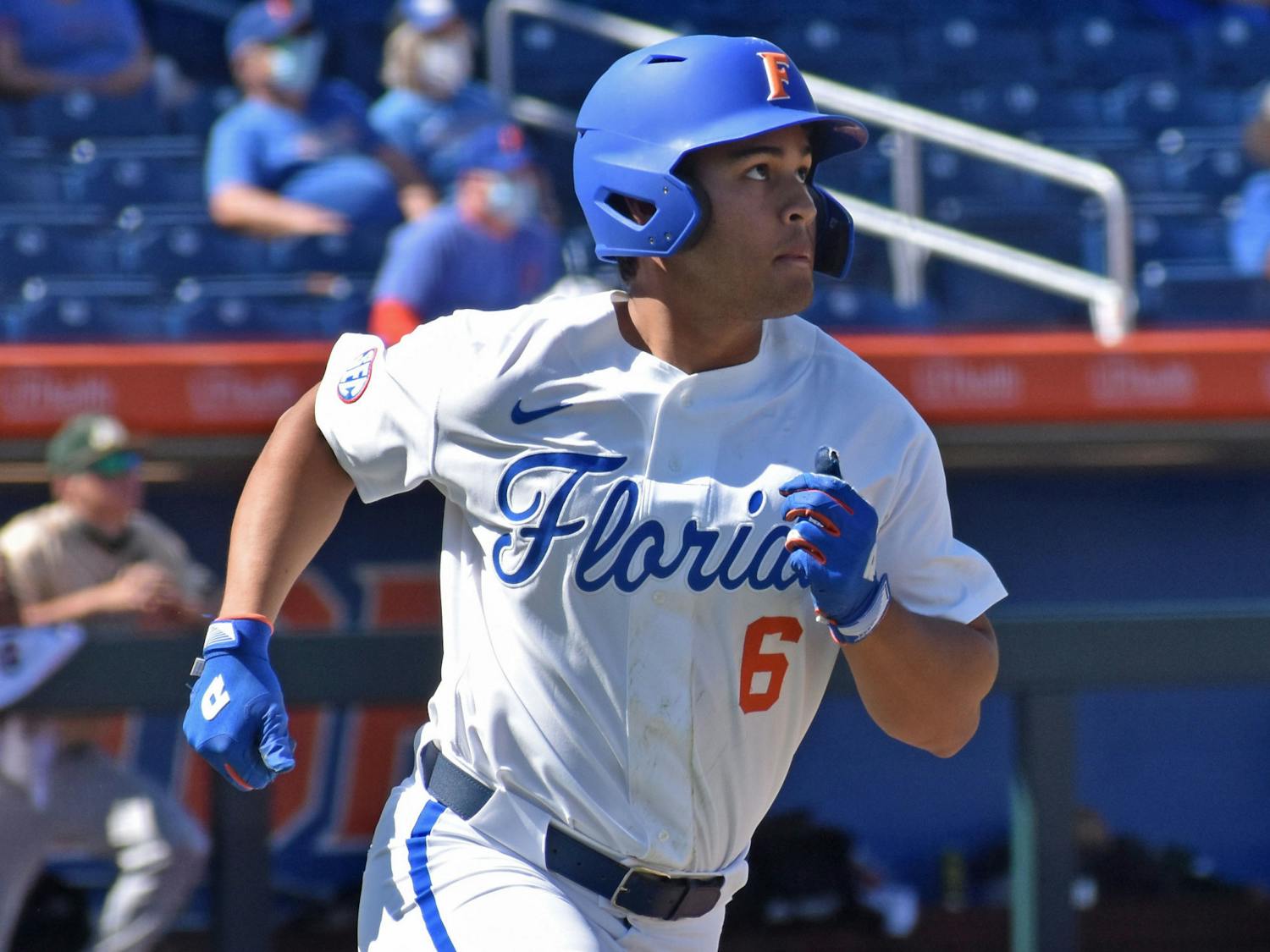 Kendrick Calilao against Jacksonville University on March 14, 2021. Calilao was the only Gator infielder last seaon with a 1.000 fielding percentage. 