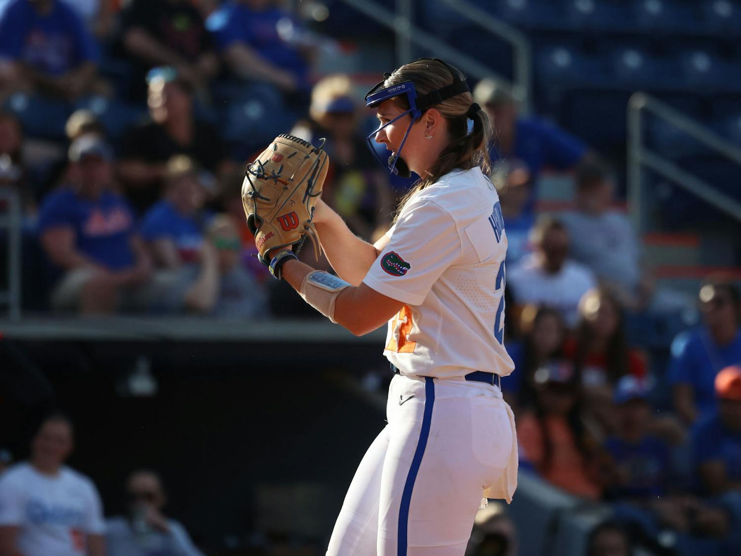 Florida graduate student right-handed pitcher Elizabeth Hightower pitches during the Gators' 13-4 victory against the Georgia Bulldogs Friday, April 14, 2023.