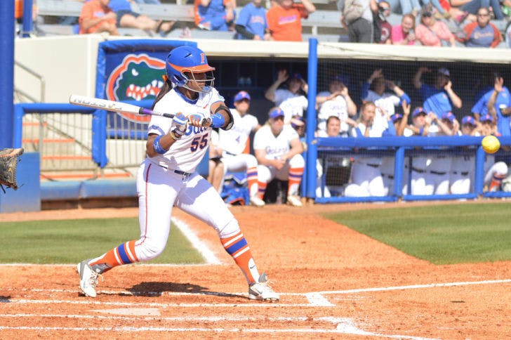 Briana Little bats during Florida’s 2-0 win against Ole Miss on March 9 at Katie Seashole Pressly Stadium. Little has hit well despite limited playing time this season.