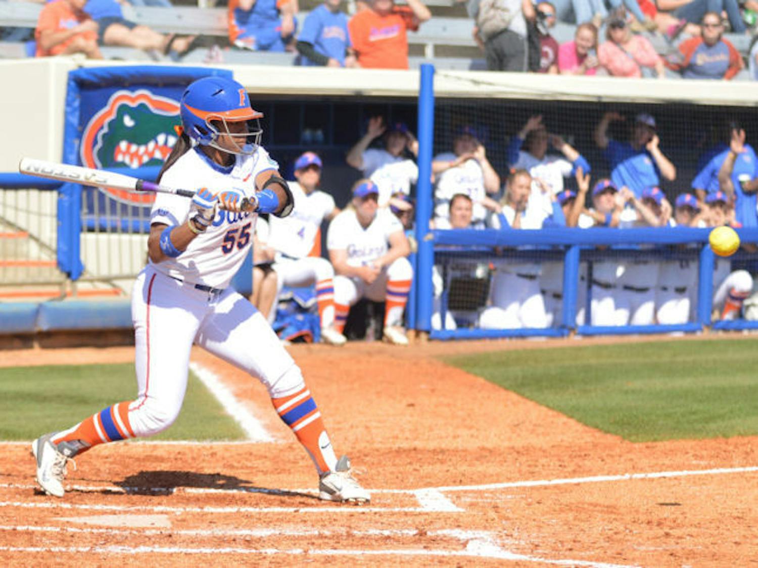 Briana Little bats during Florida’s 2-0 win against Ole Miss on March 9 at Katie Seashole Pressly Stadium. Little has hit well despite limited playing time this season.