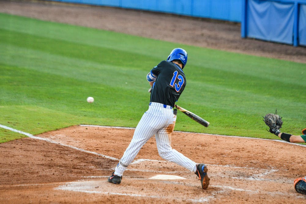 <p>Brady McConnell's two solo home runs were responsible for the Gators' entire offensive output as it was swept in a doubleheader at Georgia on Sunday. </p>