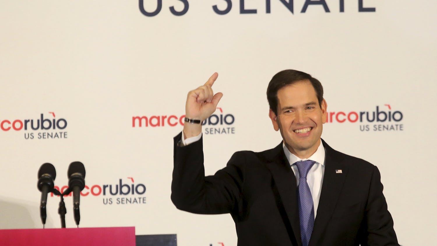 U.S. Sen. Marco Rubio, R-Fla., addresses supporters after winning a second term in the U.S. Senate on Nov. 8, 2016 in Miami. Rubio defeated U.S. Rep. Patrick Murphy, a two-term congressman.