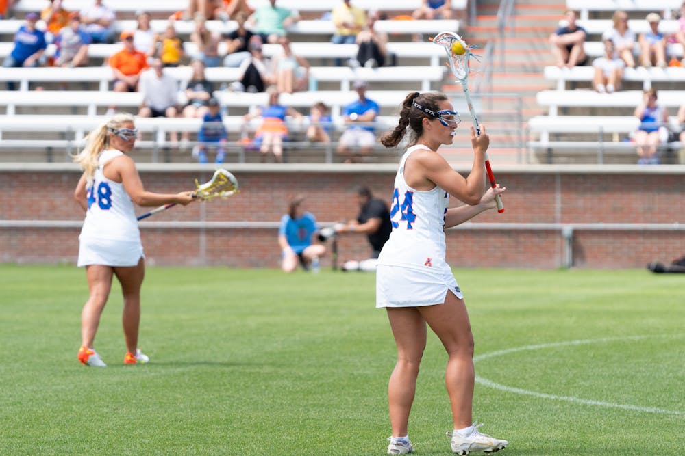 Gators lacrosse freshman Gabbi Koury handles the ball in the team's win over Old Dominion University on Saturday, March 23, 2024. 