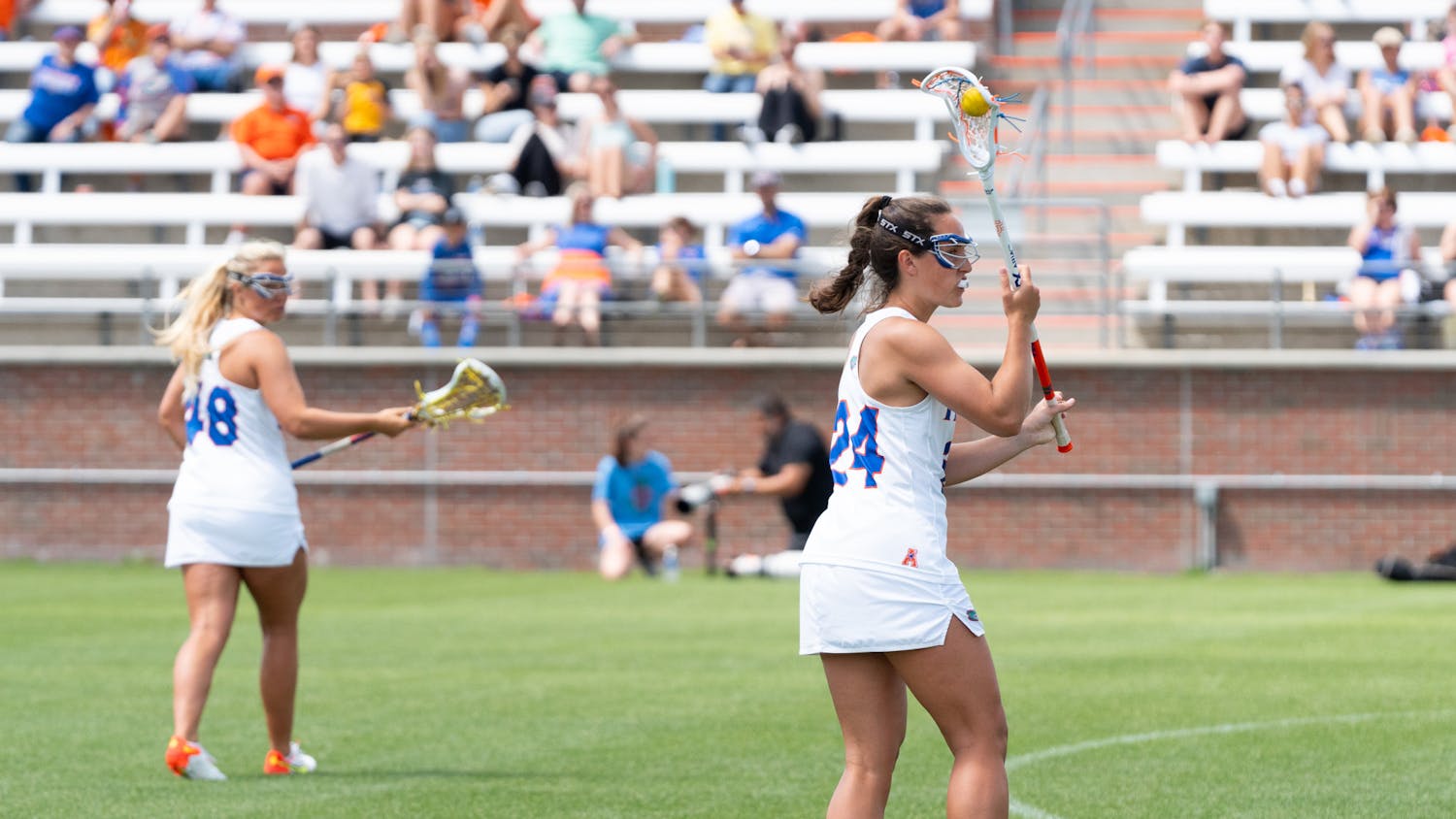 Gators lacrosse freshman Gabbi Koury handles the ball in the team's win over Old Dominion University on Saturday, March 23, 2024. 