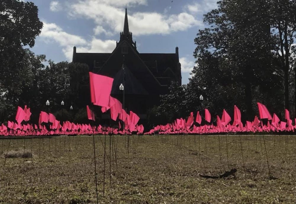 Exactly 2,537 flags were placed in Plaza of the Americas by UF Young Americans for Freedom chapter to represent the average number of abortions performed in the United States each day. 