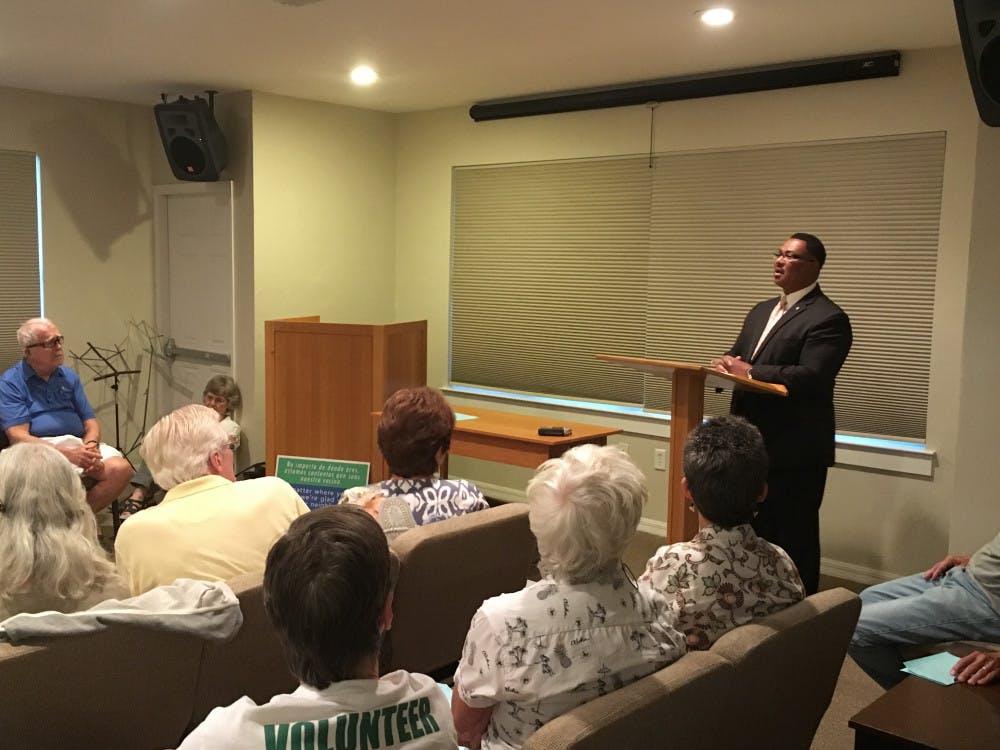 Florida House Rep. Clovis Watson Jr., who represents parts of Alachua and Marion counties, spoke about a range of issues including felon voting rights at the Alachua County Labor Coalition’s meeting Tuesday evening at Emmanuel Mennonite Church, located at 1236 NW 18th Ave.