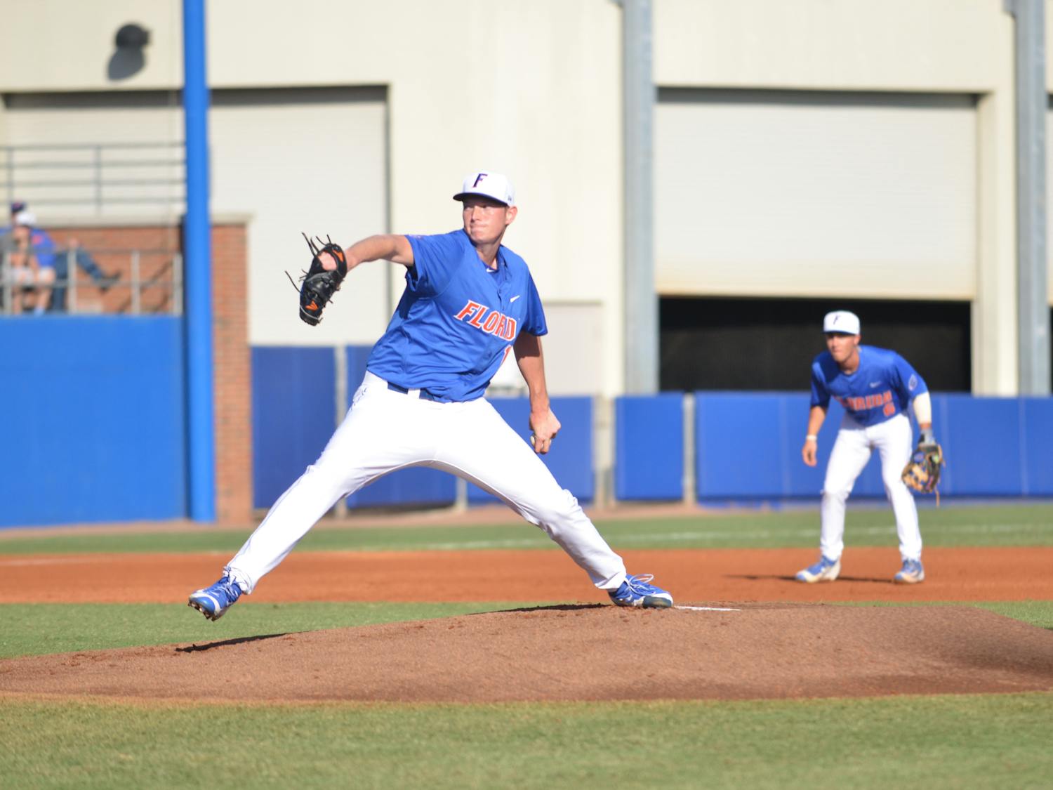 UF's A.J. Puk pitches during Florida's 8-4 win on Feb. 20, 2016, at McKethan Stadium.
