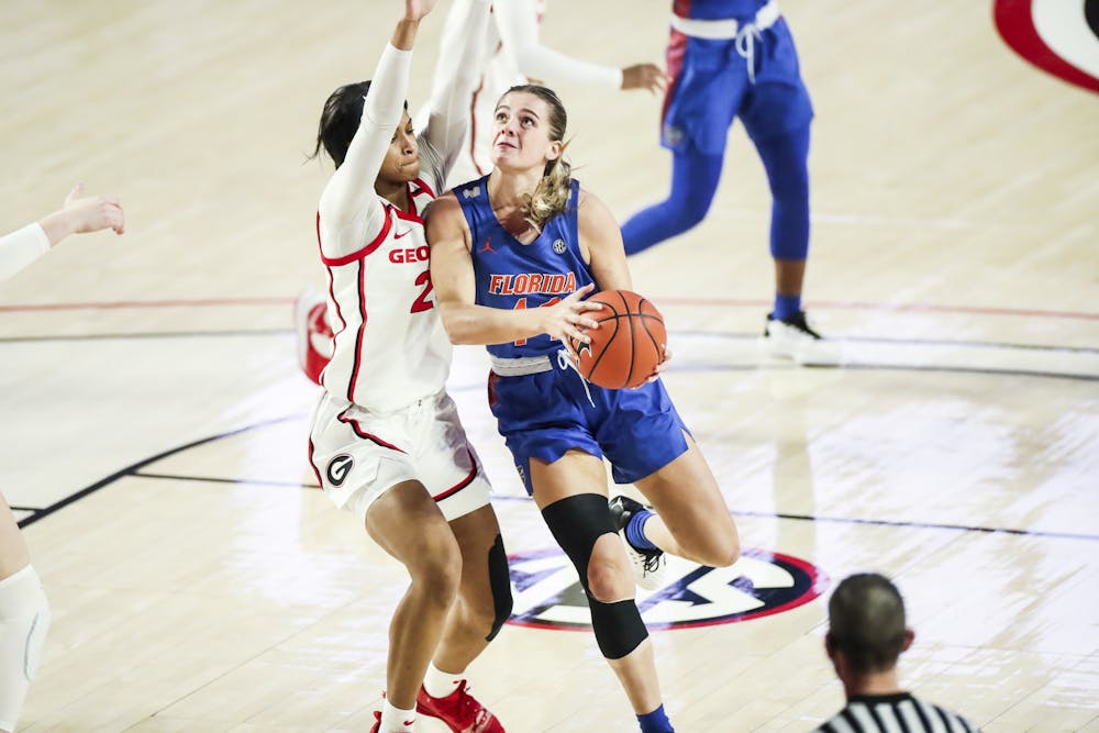 Gators guard Kristina Moore was energetic at Sunday’s game against Georgia, making 11 points. Photo courtesy of the SEC Media Portal.
