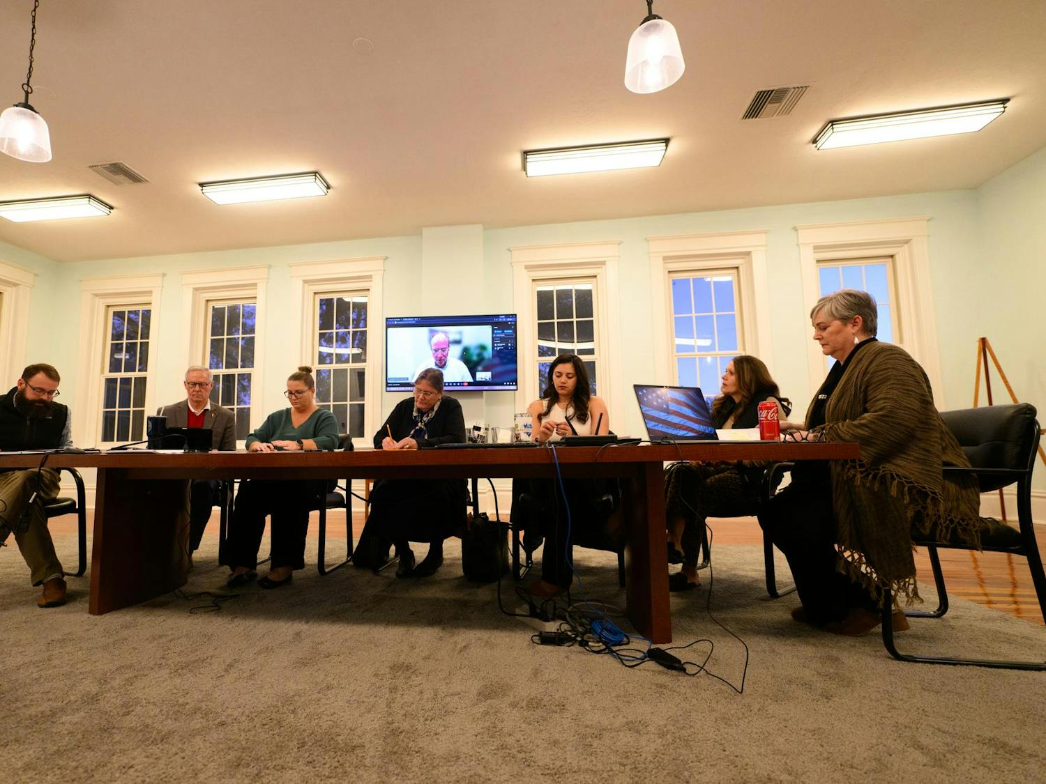 The Newberry Charter School Board meets, Monday, Feb. 23, 2026, at The Little Red Schoolhouse in Newberry, Fla.