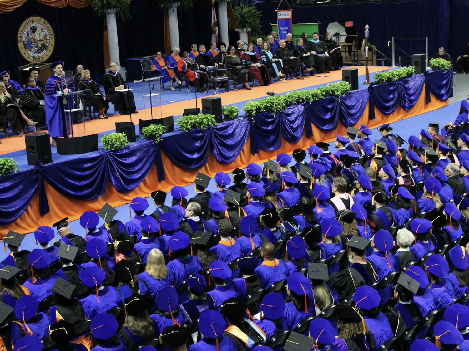 UF president Ben Sasse speaks to graduating doctorate students on Thursday, May 4, 2023.