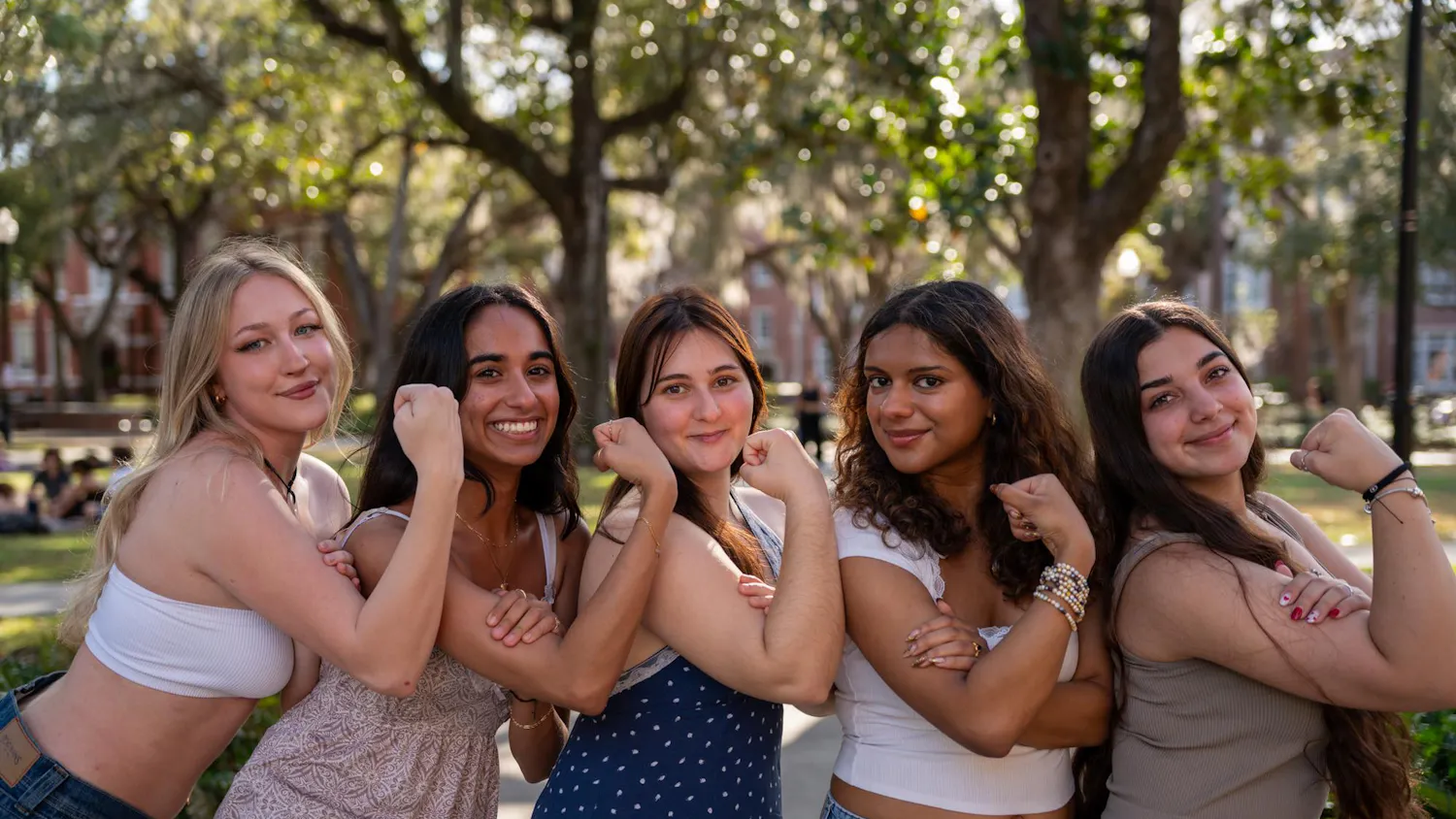 The Women's Mental Health Alliance pose together on Plaza of The Americas, Thursday, March 5, 2026 in Gainesville, Fla.