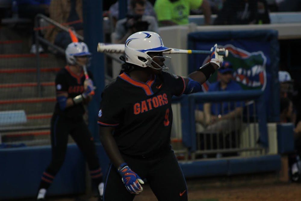 <p>Sophomore Jaimie Hoover is 3-for-3 in regional play with seven RBIs and a home run. She had two RBIs in UF's 10-2 victory over Ohio State on Saturday.</p>