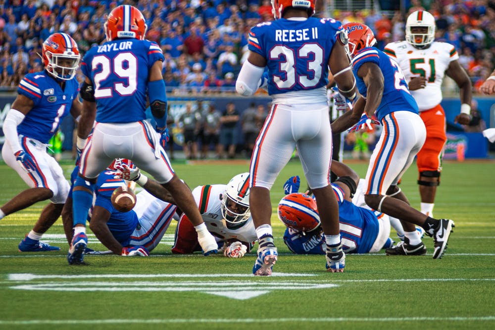 <p>Saturday's season opener was sloppy for both teams. Florida and Miami combined for five fumbles.</p>