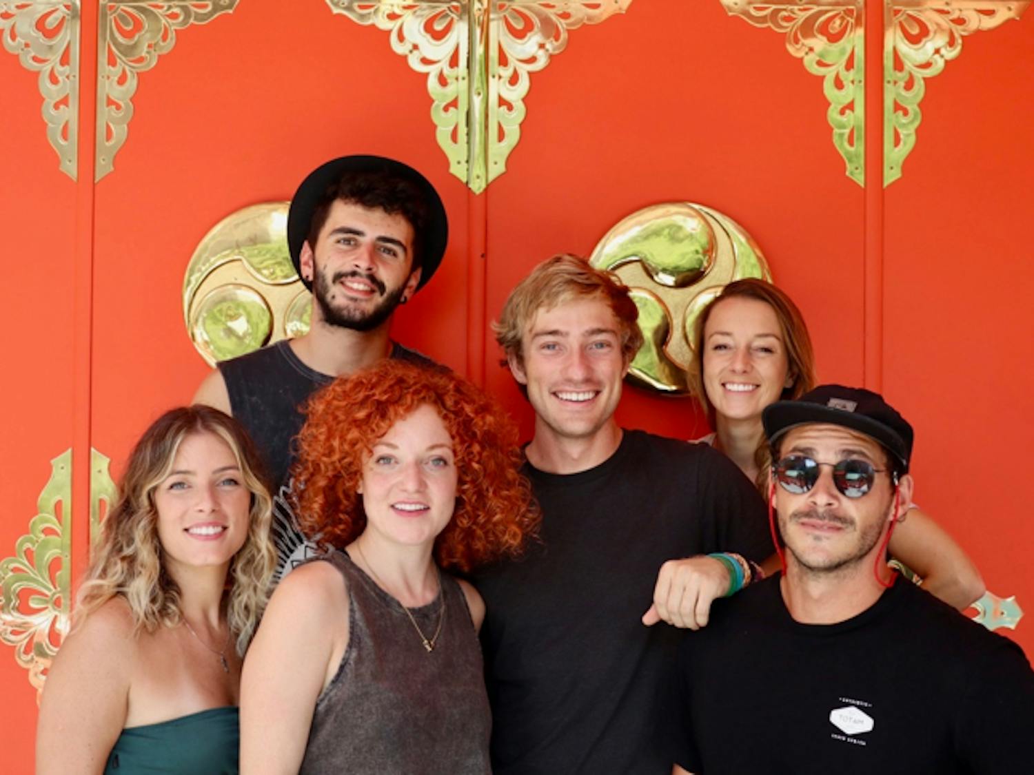 Joey Briggs (center) reunites with the other Yuujou travelers in Tokyo, Japan.