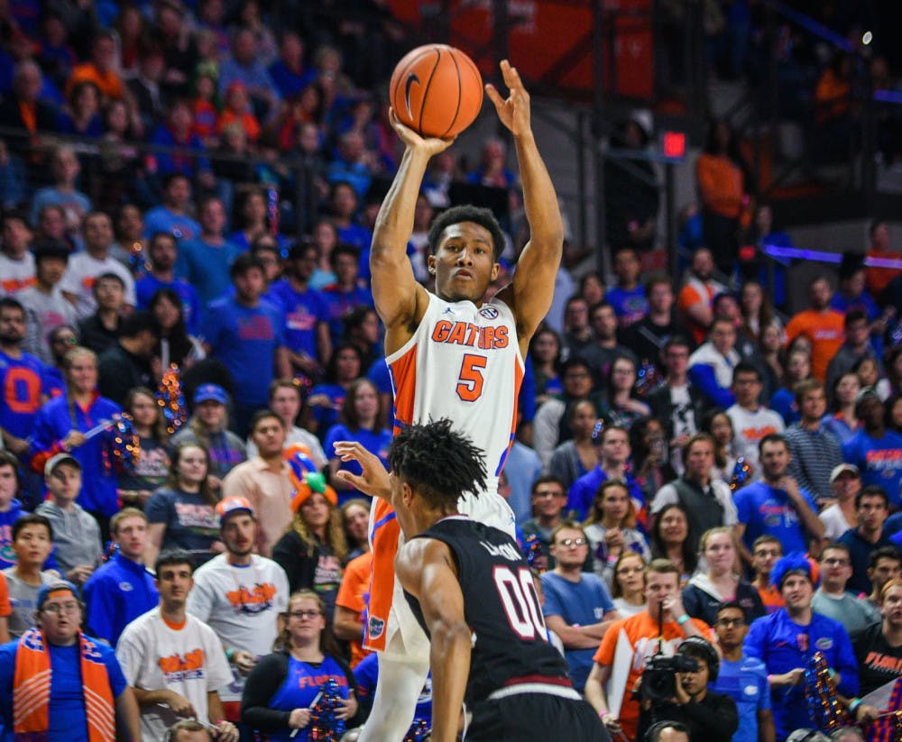<p>Senior guard KeVaughn Allen led the Gators in scoring with 13 points in their 62-52 win over Georgia on Saturday.</p>