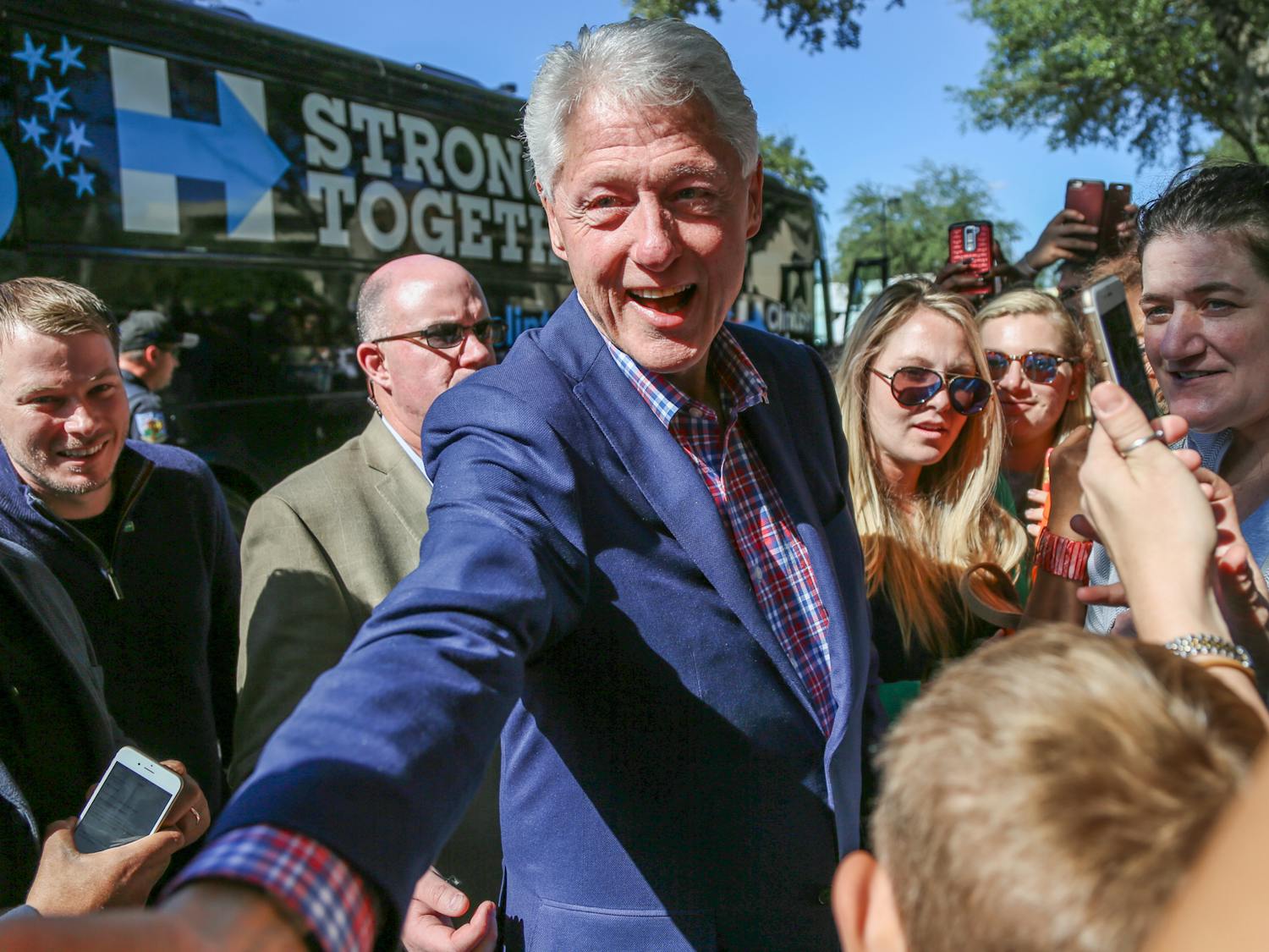 Former President Bill Clinton visited Gainesville Saturday as part of a bus tour to rally votes in Florida for Democratic presidential candidate Hillary Clinton, three days before Election Day and on the last day of early voting in Alachua County.