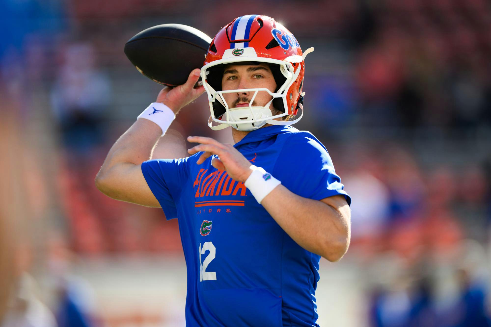 Florida quarterback Aaron Philo throws before an NCAA college football game against Texas, Saturday, Oct. 17, 2026, in Austin, Texas.