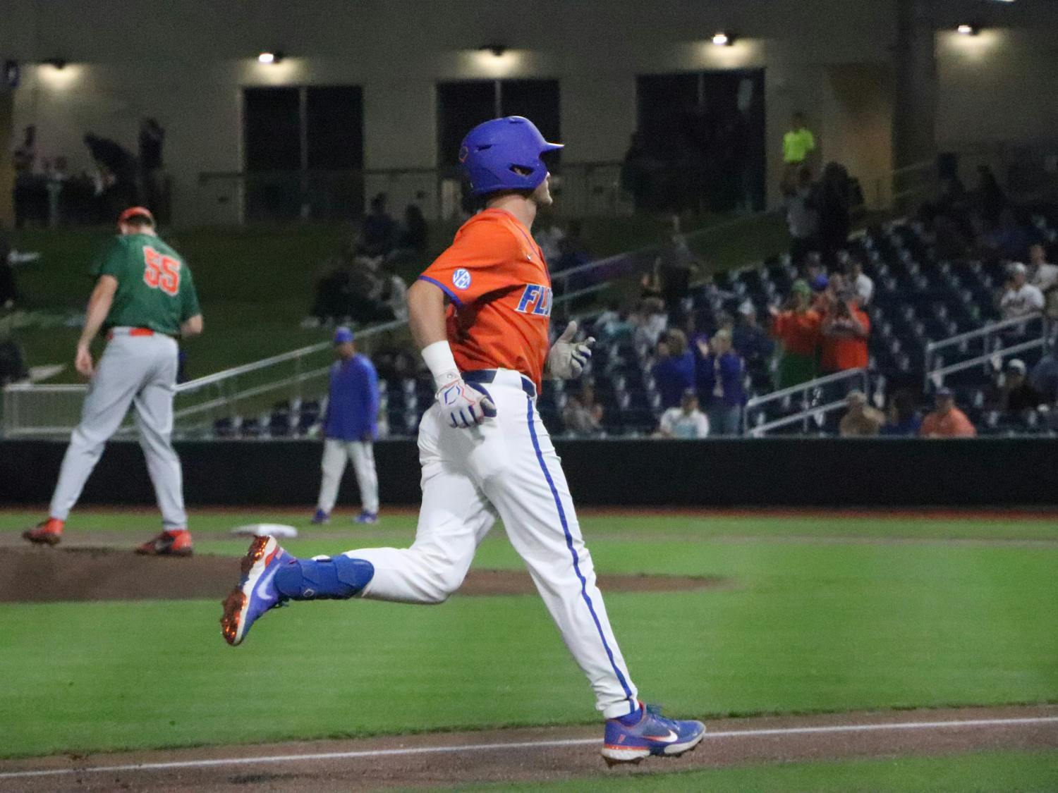 Junior outfielder Jud Fabian rounds third after a home run against Jacksonville. Florida beat Seton Hall in back-to-back games Saturday.