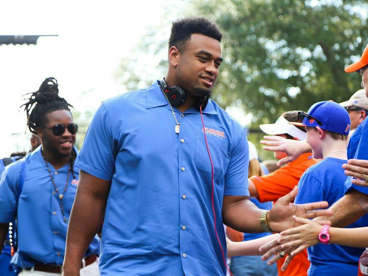 Former UF defensive lineman Caleb Brantley greets fans prior to Florida's 32-0 win over North Texas on Sept. 17, 2016, at Ben Hill Griffin Stadium.