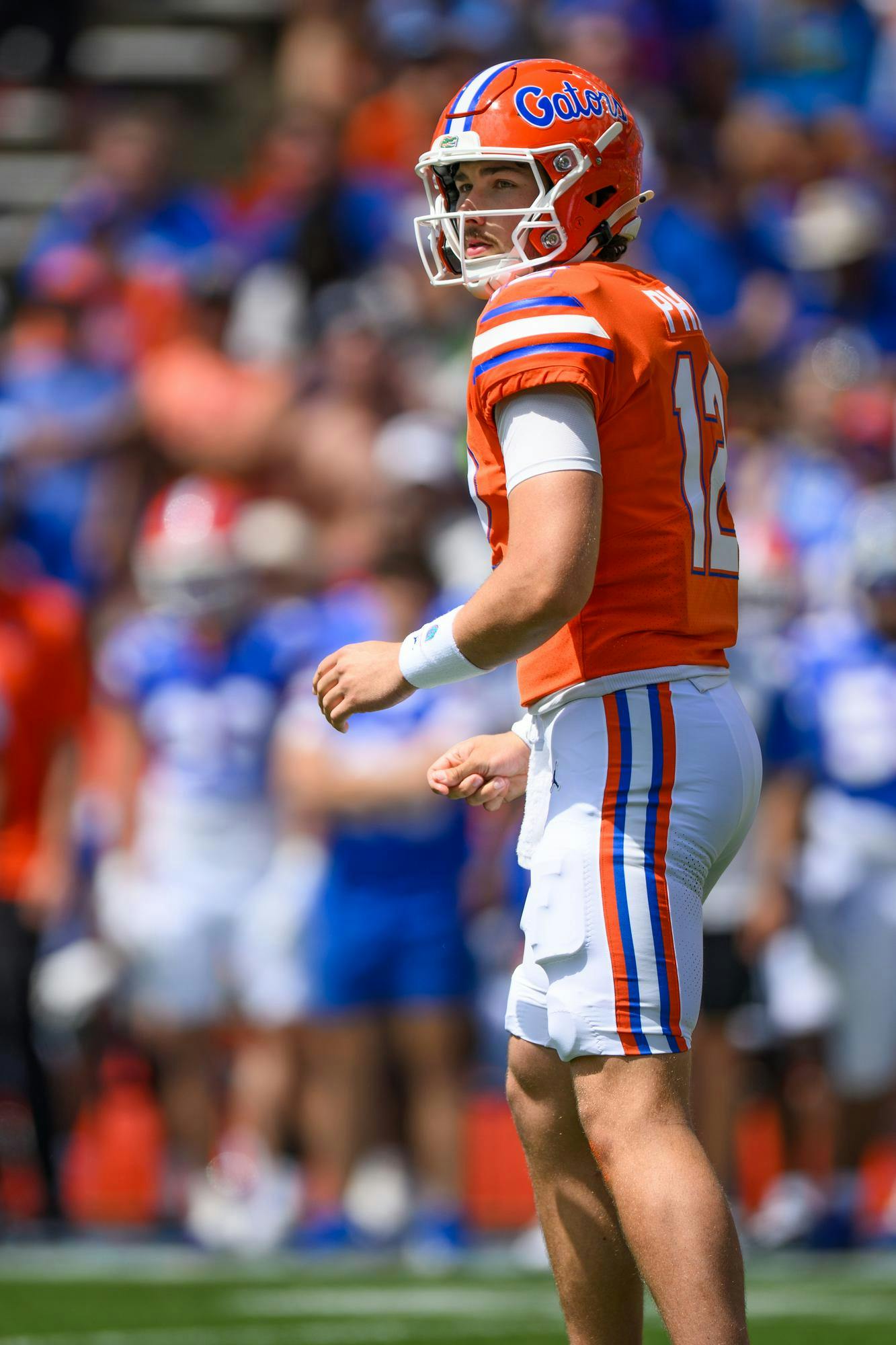 Florida quarterback Aaron Philo (12) prepares to snap during the Orange & Blue spring football game, Saturday, April 11, 2026, in Gainesville, Fla.