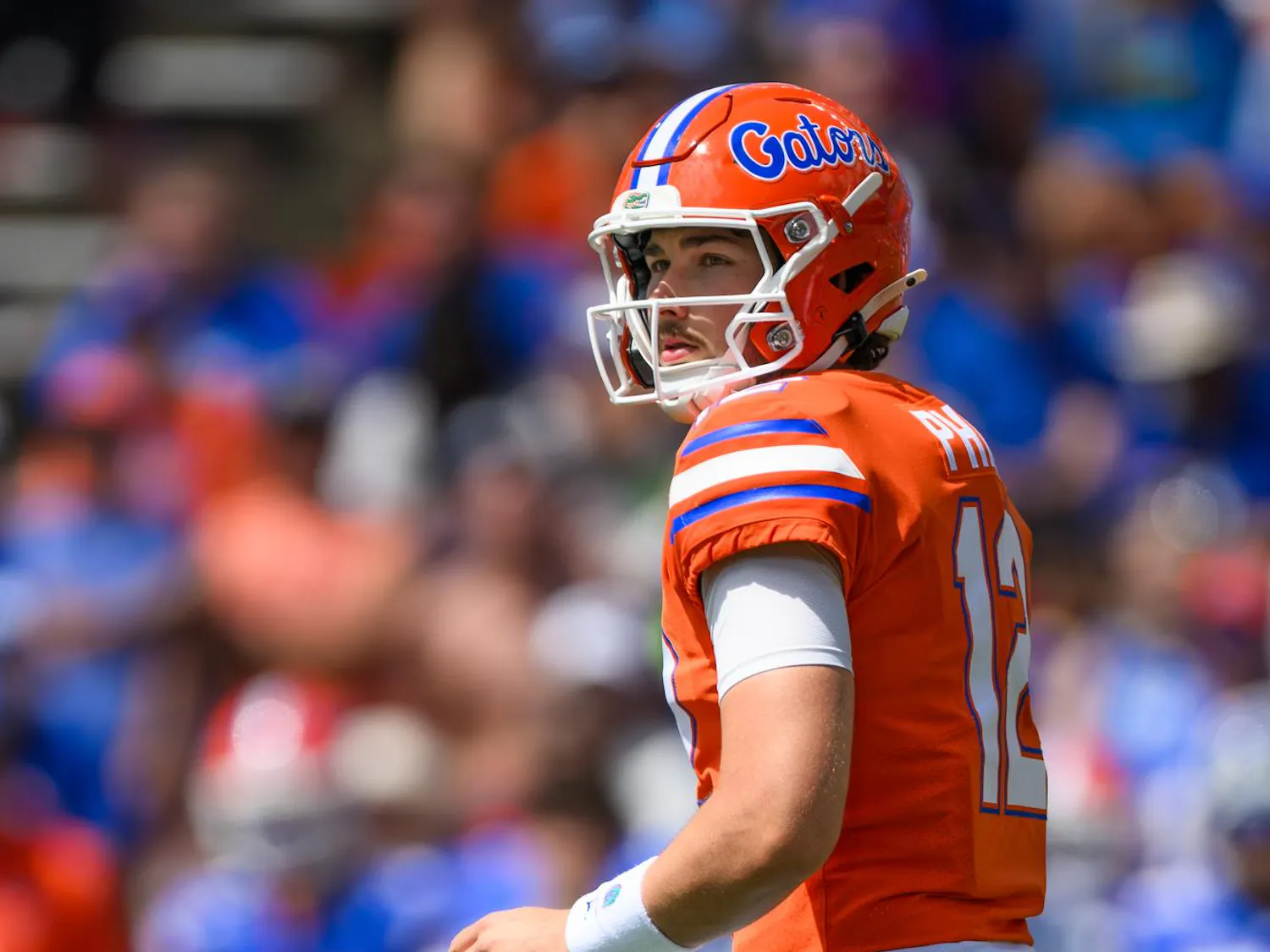 Florida quarterback Aaron Philo (12) prepares to snap during the Orange & Blue spring football game, Saturday, April 11, 2026, in Gainesville, Fla.