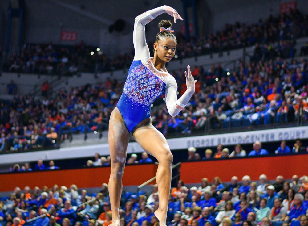 <p dir="ltr"><span>Florida freshman Trinity Thomas earned SEC Freshman of the Week for her performance during Florida’s 197.30-196.45 win over Missouri on Friday. Thomas scored a 9.950 on the uneven bars and a 9.900 on her floor routine, for which she finished third.</span></p>
<p dir="ltr"></p>