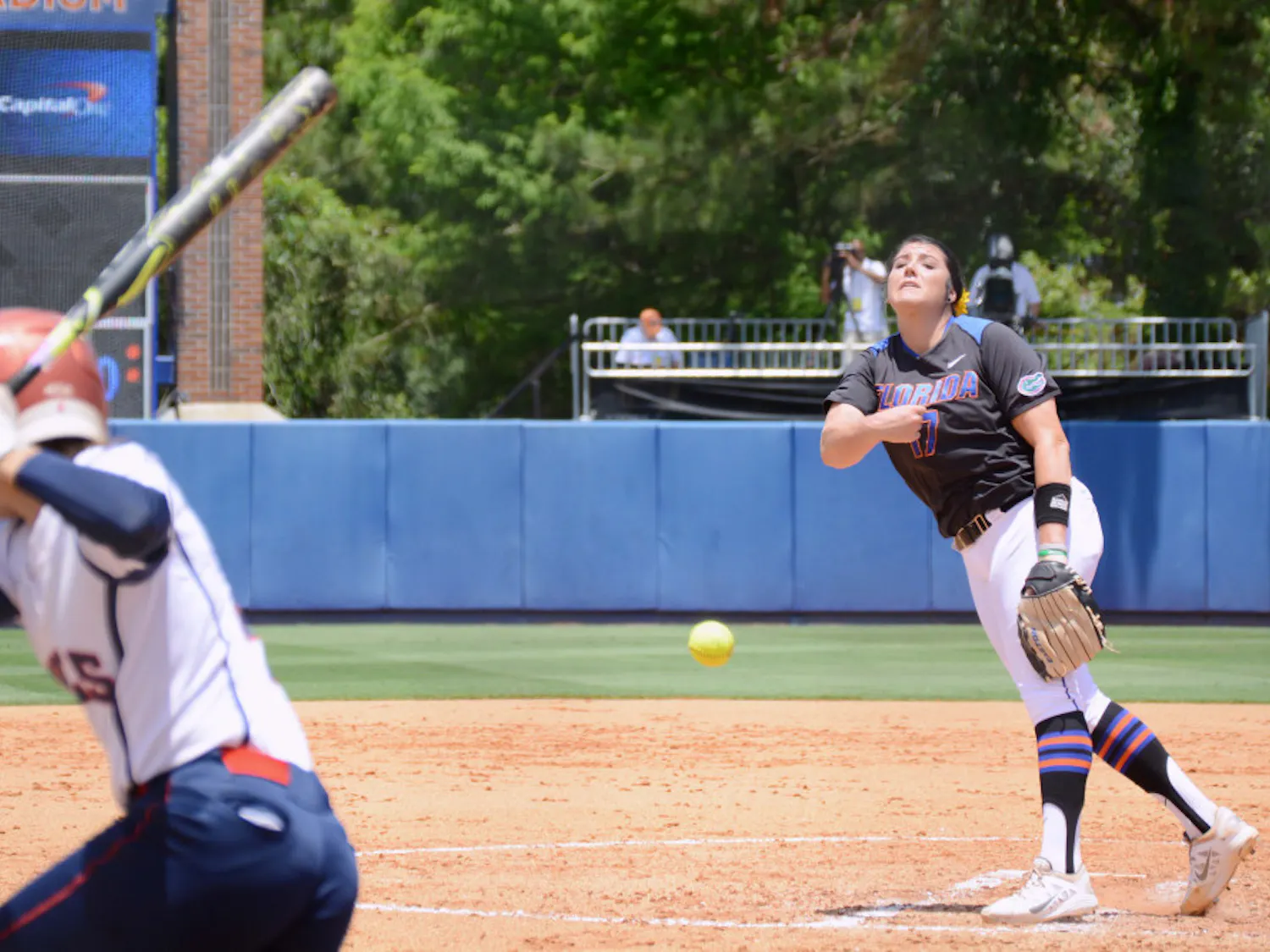 UF's Lauren Haeger pitches during Florida softball's 1-0 win against Florida Atlantic during the NCAA Regional finals on May 17, 2015, at Katie Seashole Pressly Stadium.