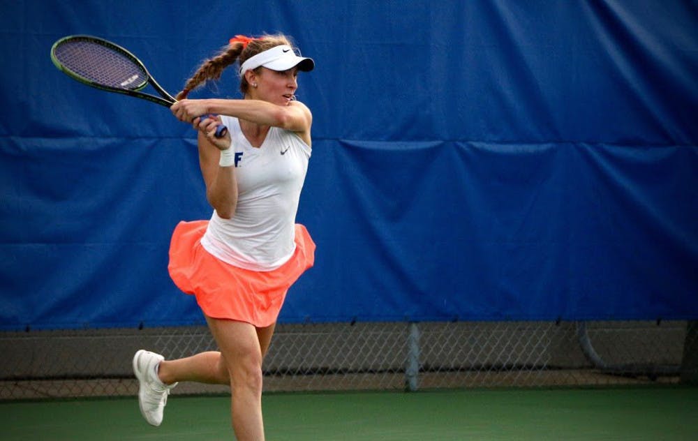 <p>Josie Kuhlman clinched Florida's 4-3 victory over Stanford on Saturday, defeating Caroline Lampl 7-5, 1-6, 6-2.</p>