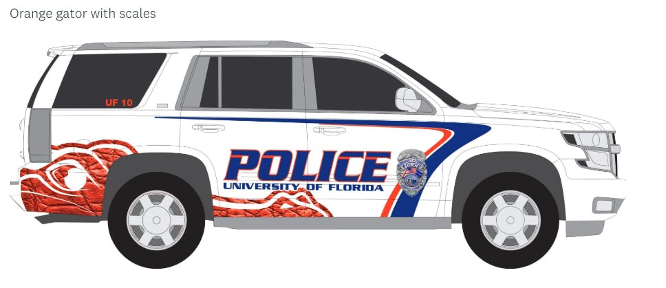 One of the designs students can vote on for the UPD patrol cars.&nbsp;
