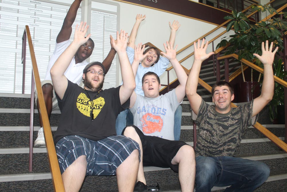 From left: Shawn Robinson, David Cody Allen, John Kelley, Nick Cravey and Chad Smith, as part of team #deeppanther, place second in UF’s 24-hour film competition with film “Close for the Apocalypse.” 