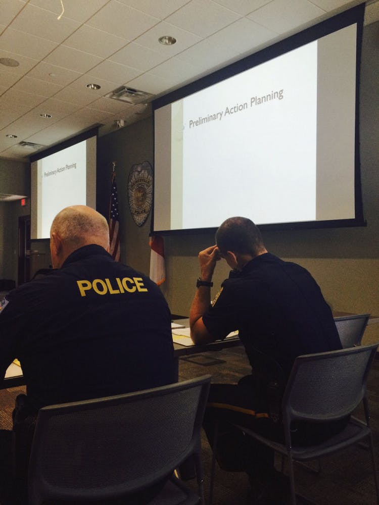 Gainesville police officers and community members attended a training course “Fair and Impartial Policing: A Science-Based Approach” Sept. 3, 2015, at Gainesville Police Department’s Hall of Heroes. The class discussed actions police officers can take to exhibit fair and impartial policing.