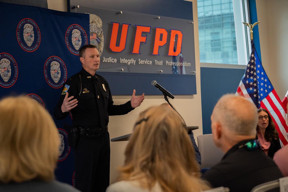 Bart Knowles was sworn in as UPD chief Monday, Feb. 10, 2025. Photo by Antonio LaManna