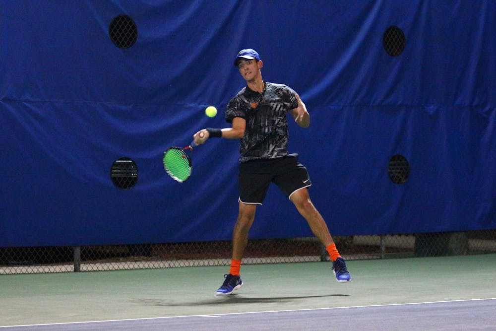 <p>Senior Chase Perez-Blanco and his partner freshman Oliver Crawford are on a nine-match win streak in doubles play.</p>
