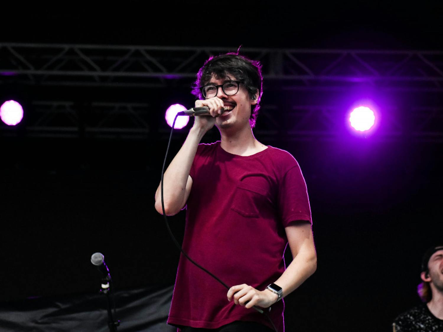 Daniel Armbruster, 33, overcame his distaste for Florida swampiness performing onstage at Flavet Field last Friday.