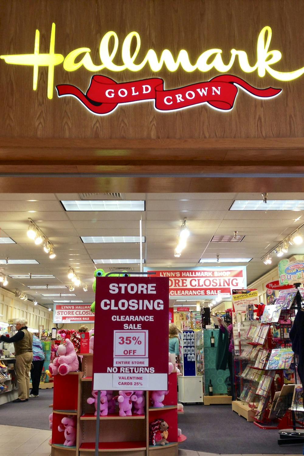 <p>A photo of the Hallmark store in the Oaks Mall on Thursday afternoon. The locally owned store, which has been open for 37 years, will close on Feb. 28.</p>