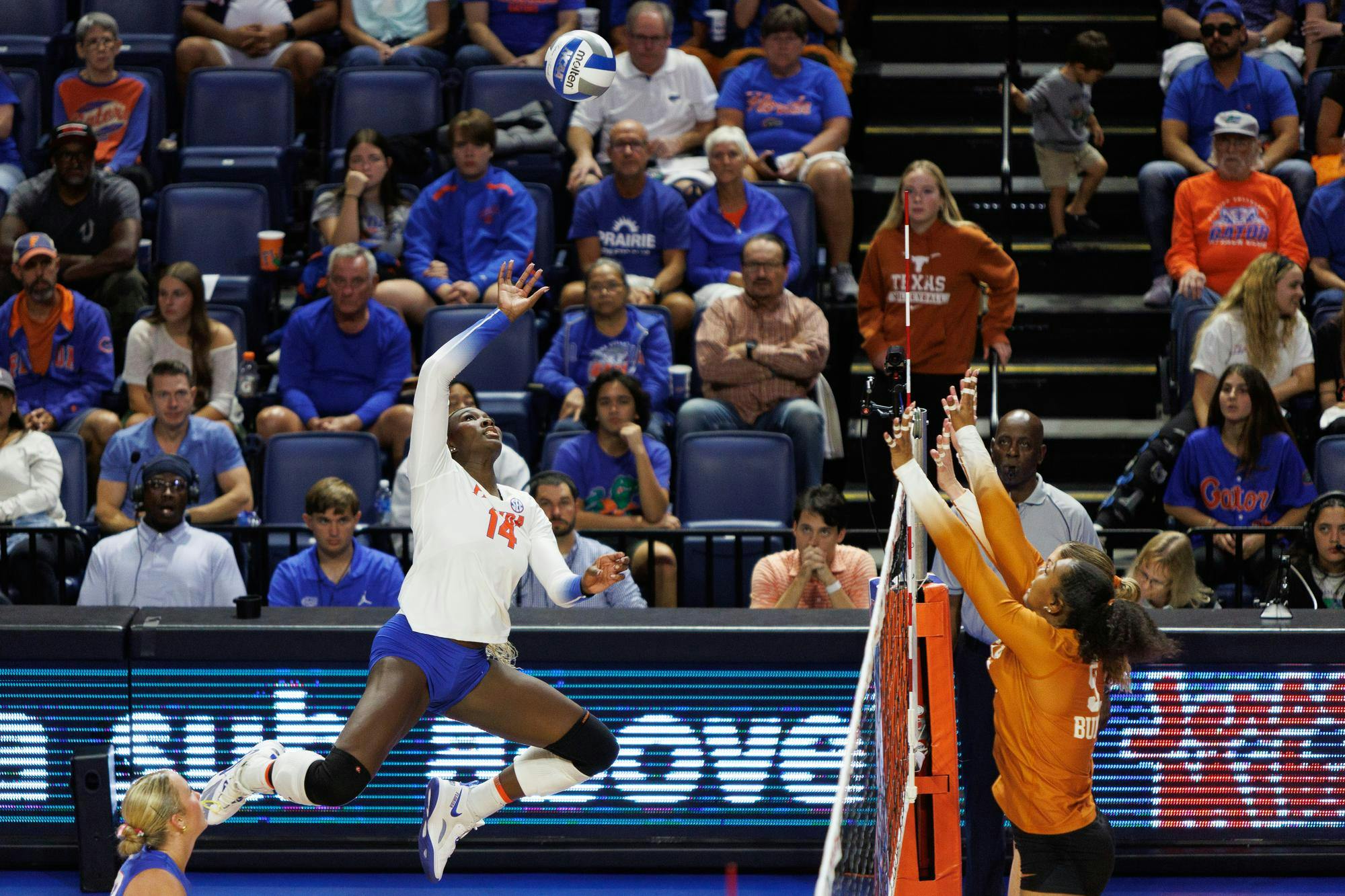 Florida Gators outside hitter Jordyn Byrd (14) led the Gators with 18 kills in Florida's first round of the 2025 NCAA Tournament. 