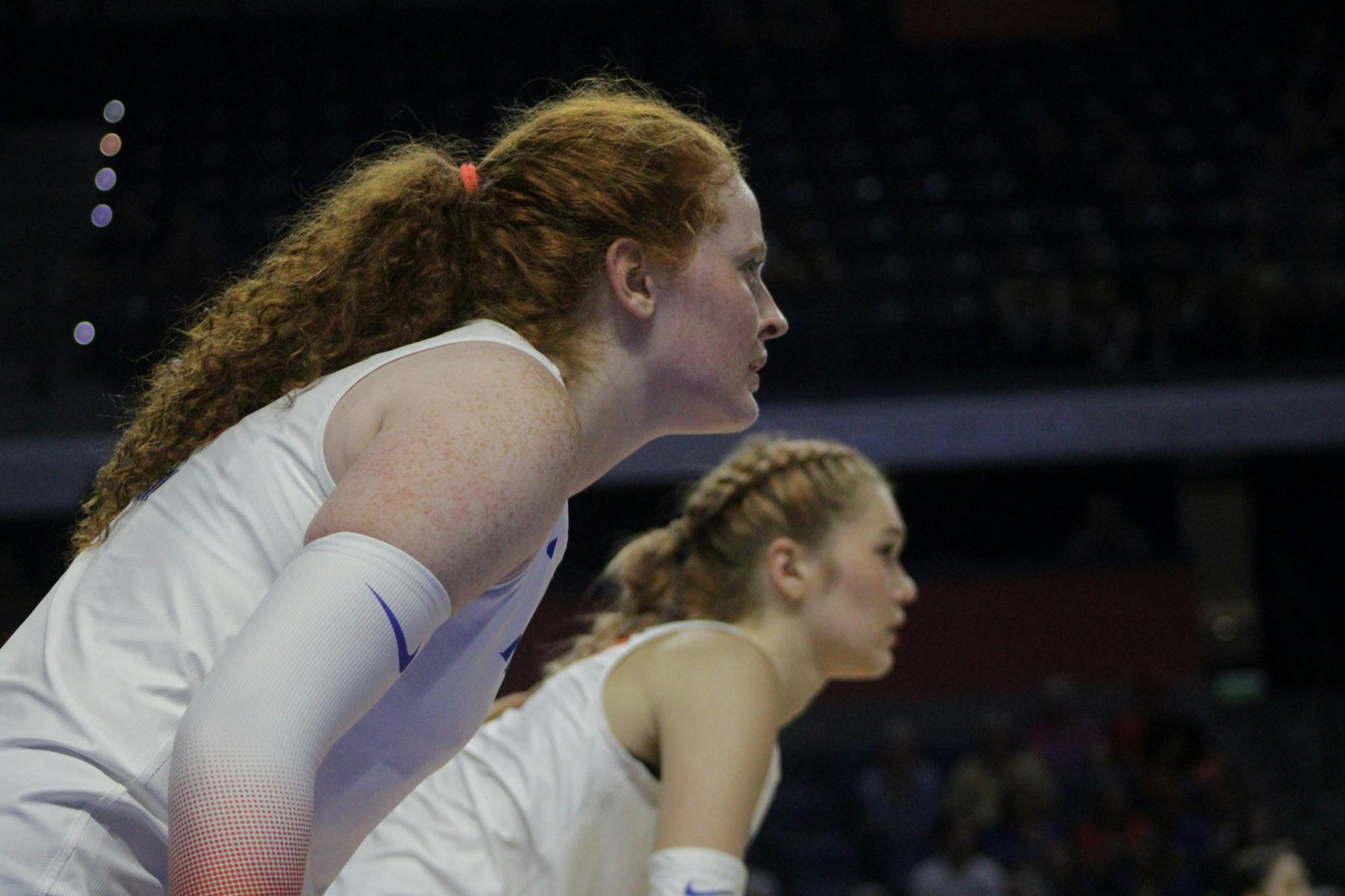 Freshman setter Alexis Stucky prepares for a point during the Gators&#x27; game against Virginia Aug. 27, 2022. Stucky is currently in her sophomore season with the Gators. 