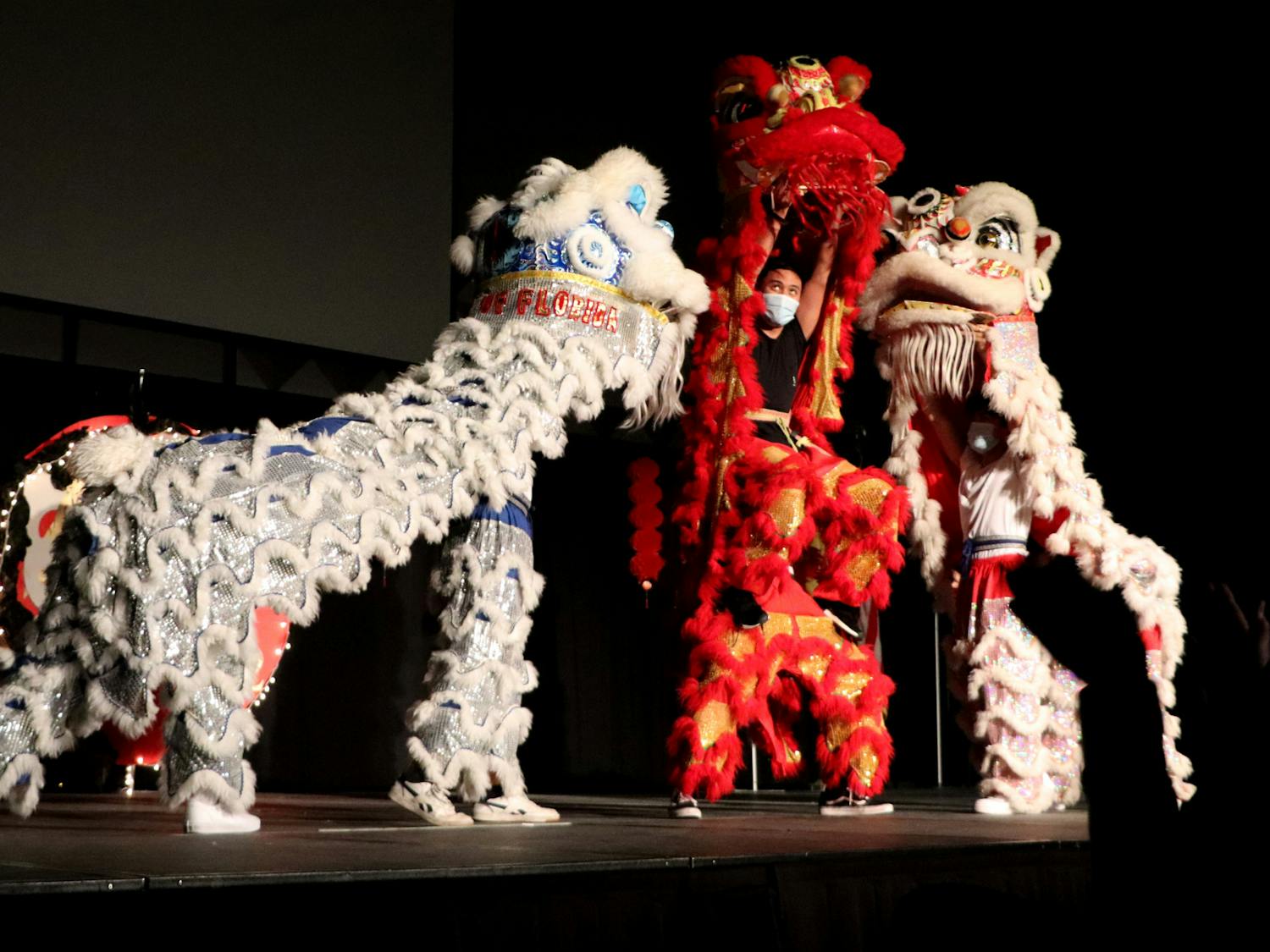Lion dancers perform at the UF Vietnamese Student Organization's Lunar New Year show at the Reitz Union Grand Ballroom on Saturday, Feb. 12. The performers are members of JiaTing, Surge and Pi Delta Psi. 