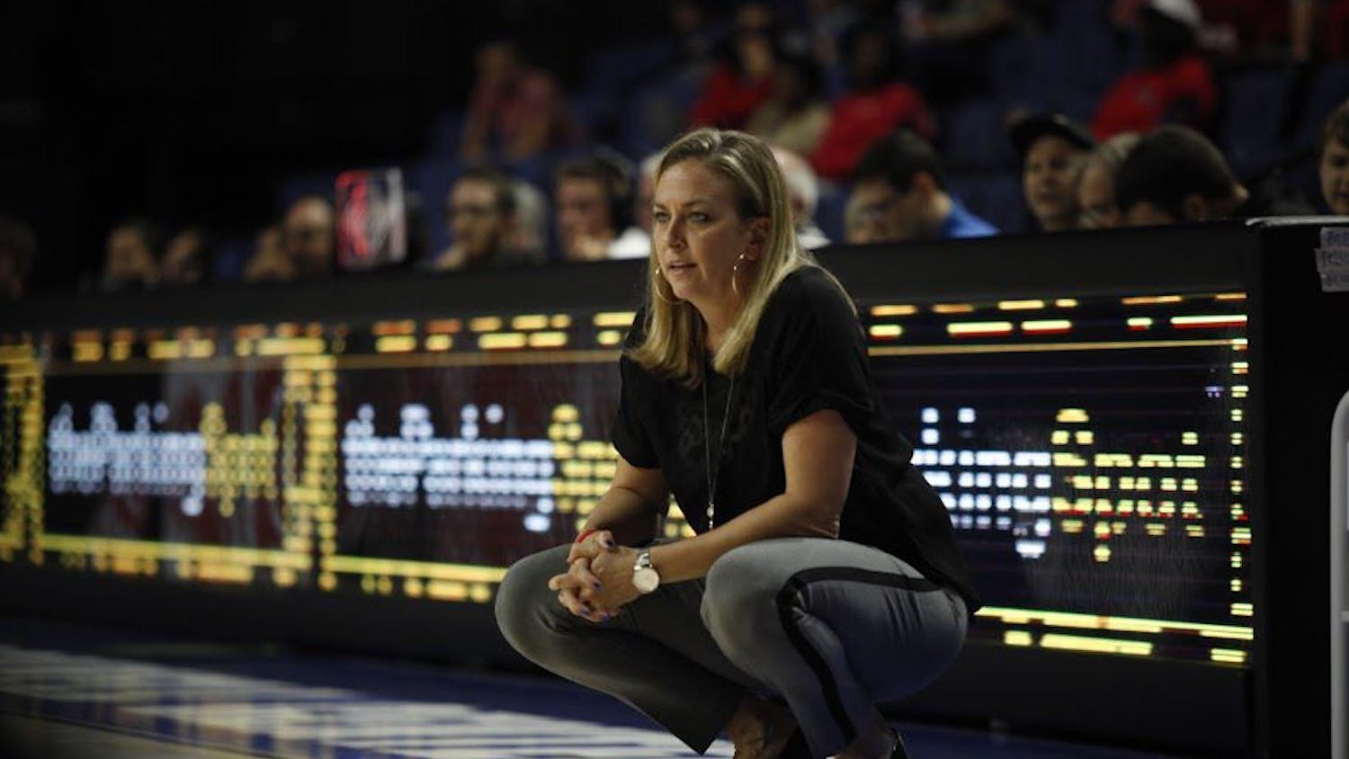 UF head coach Amanda Butler looks on during Florida's 84-75 loss to Ole Miss on Feb. 6, 2017, in the O'Connell Center. 
