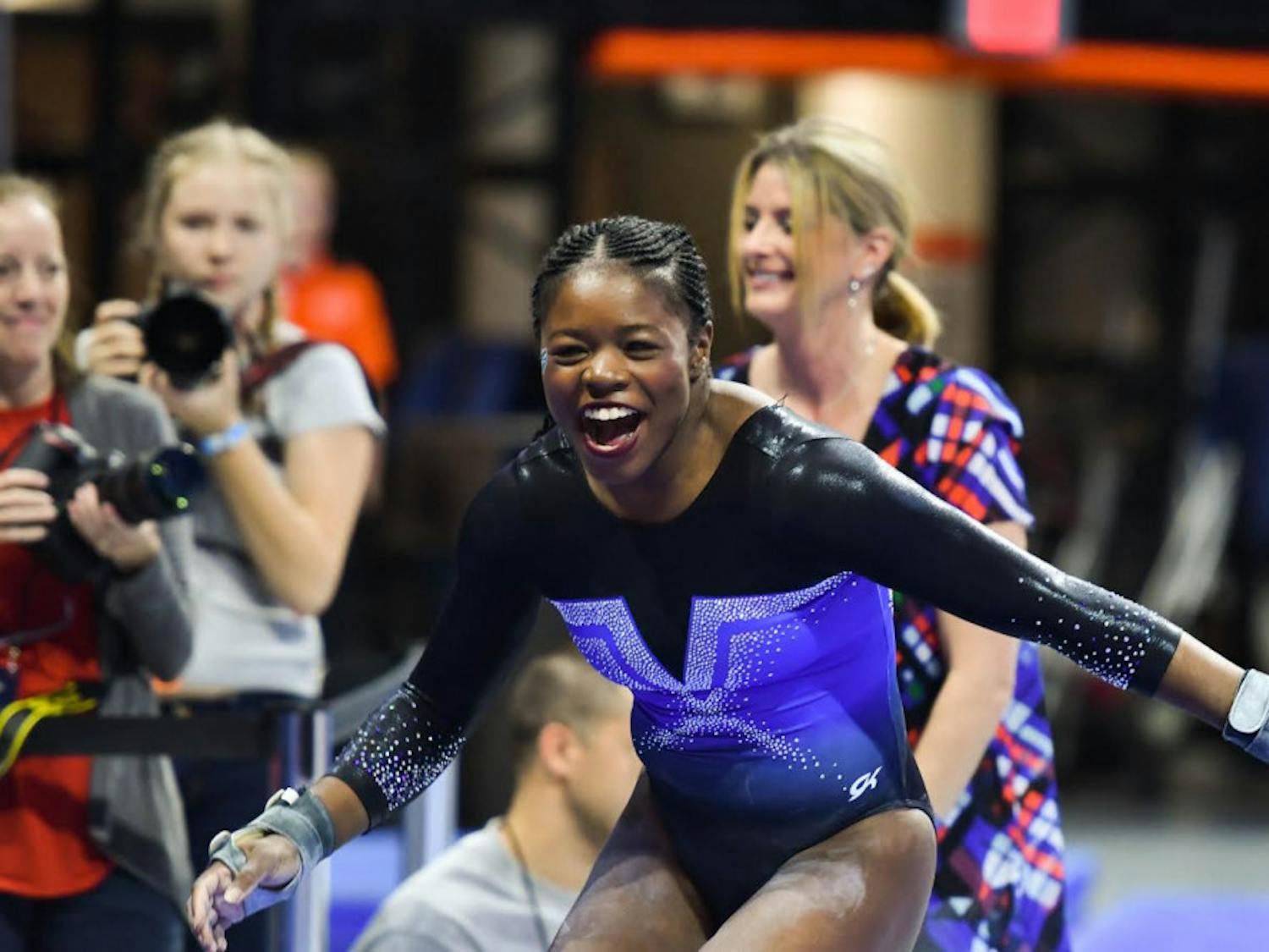 Junior Alicia Boren broke UF’s record for the highest all-around score in a season opener in program history, registering a 39.575 all-around score against West Virginia on Friday. The Gators defeated the Mountaineers 195.900-194.425 to open the season 1-0.