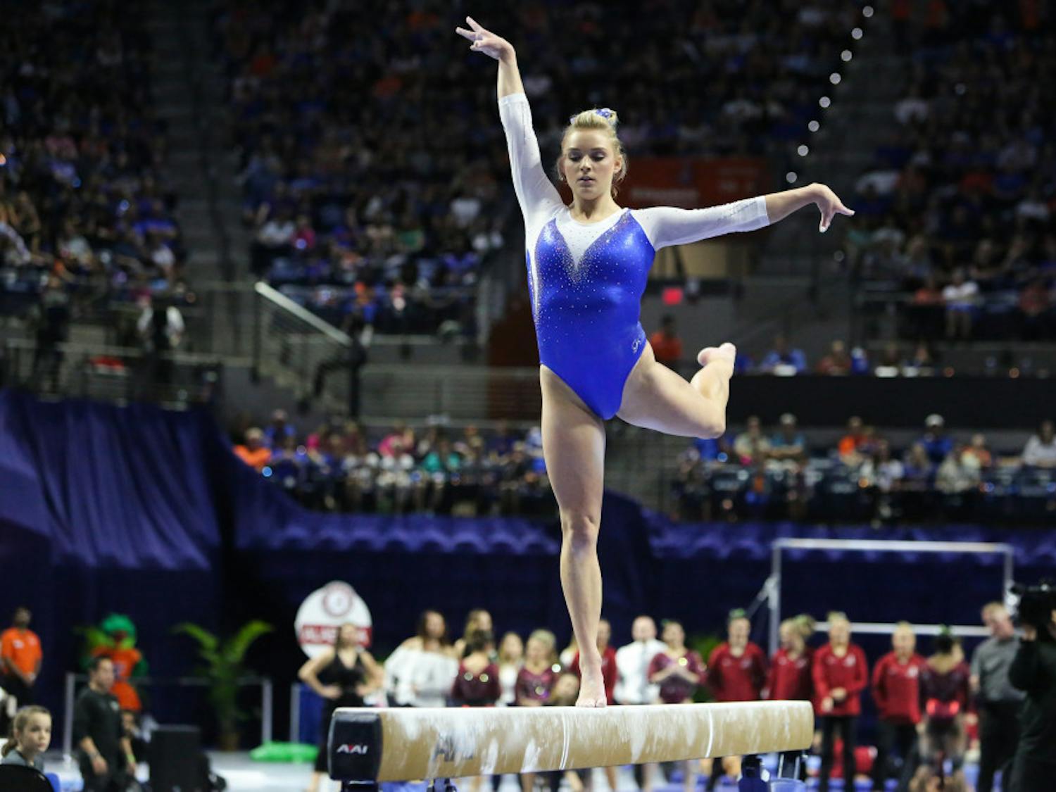 Freshman Alyssa Baumann earned a 9.900 on beam while the Stegeman Coliseum erupted in cheers for a Georgia performer's 10.0 on floor. “I just tried to tell myself (the cheering) was for me and to stay calm and confident," she said.