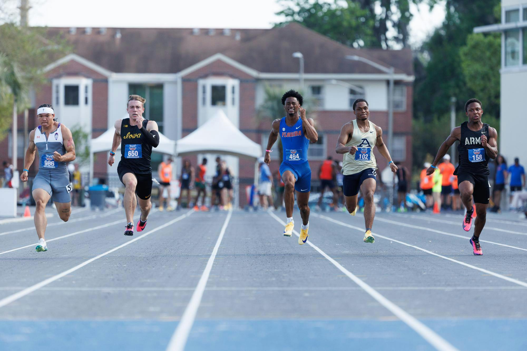 Jaden Wiley competes in the men’s 100 meters during the Pepsi Florida Relays, Saturday, April 4, 2026, in Gainesville, Fla.
