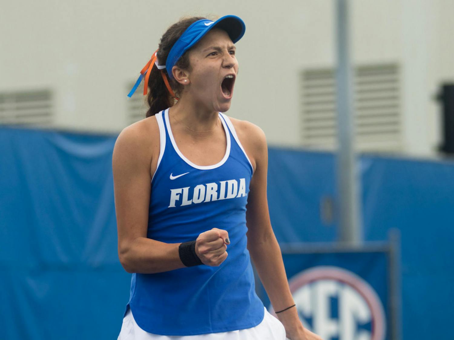Senior Anna Danilina eked a first set victory, 7-5, but buried her opponent in the second set 6-0 take a first-round singles victory at the NCAA Individual Championships Wednesday.&nbsp;